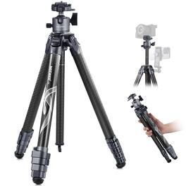 Neewer - LT34 62" Carbon Fiber Travel Tripod, 360° Head, 22lb Load, Arca - Black