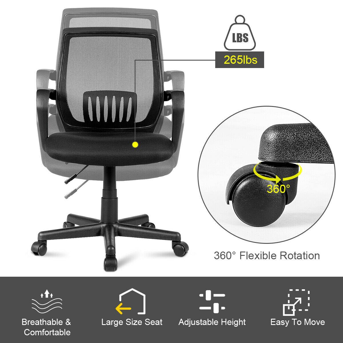 LBS  
265lbs  
360° Flexible Rotation  
Breathable & Comfortable  
Large Size Seat Adjustable Height  
Easy To Move