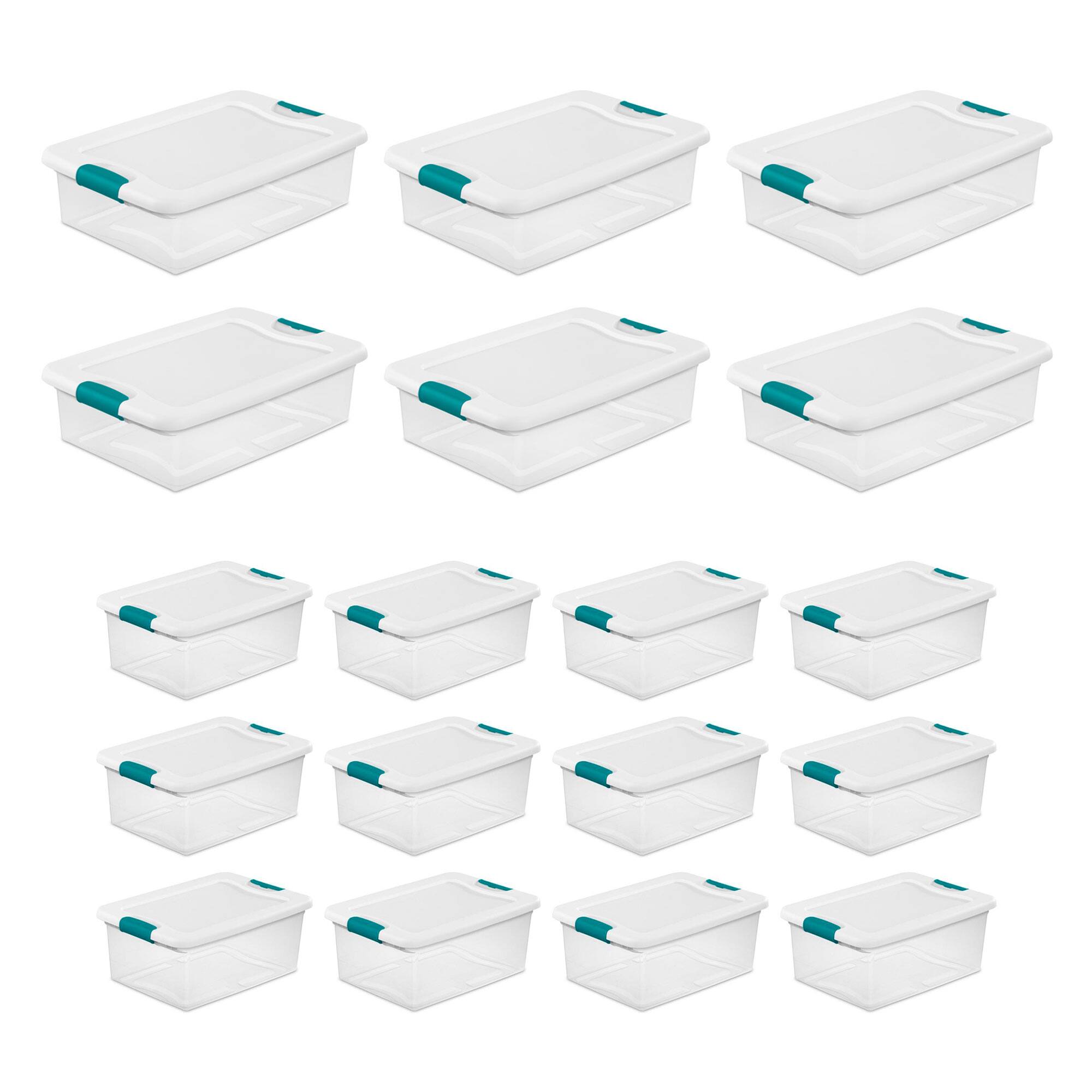 Front. Sterilite - Sterilite 6 Sets of 32 Quart Latch Lid Tote & 12 Sets of 15 Quart Latch Lid Tote - Clear.