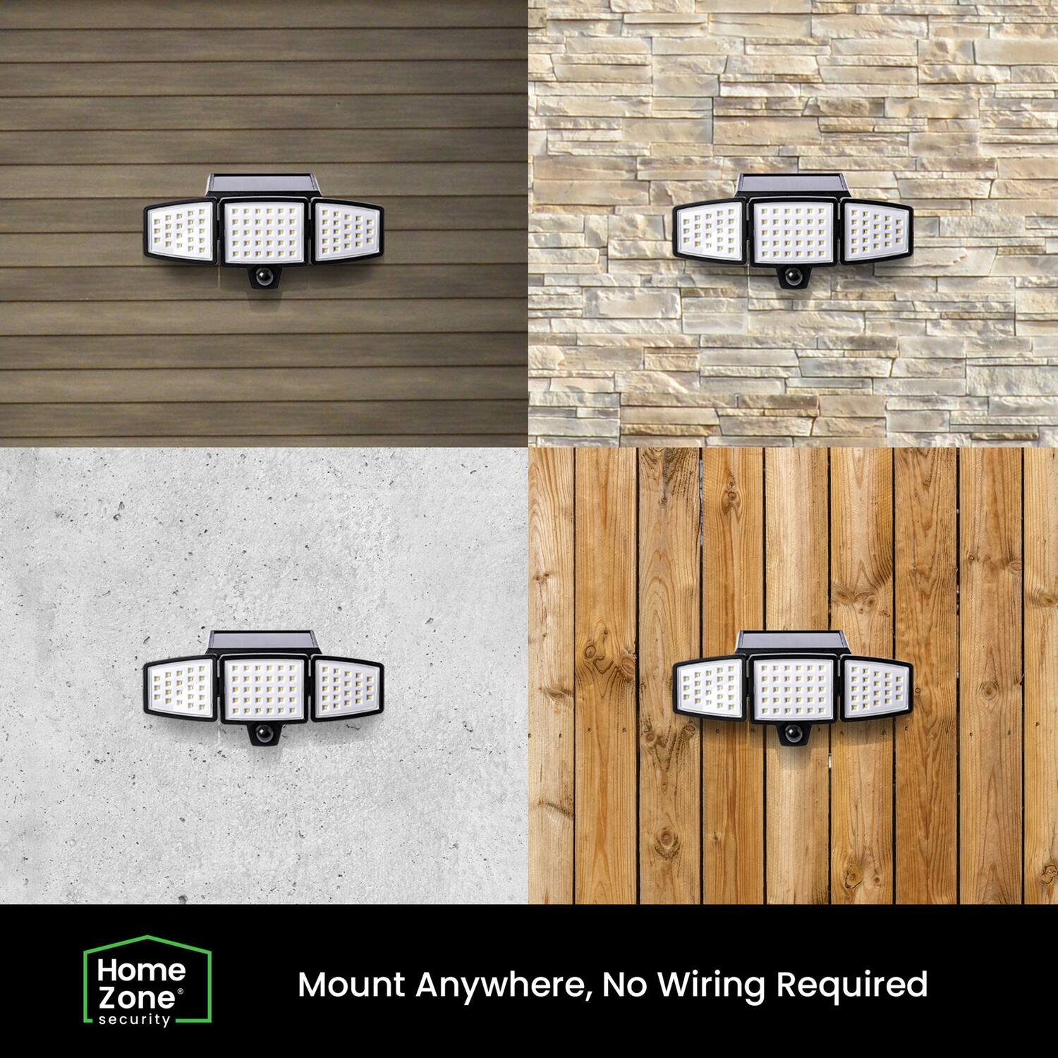 Home Zone security  
Mount Anywhere, No Wiring Required