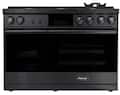 Dacor - 48 in. Wide 6 Burner Contemporary 6.6 Cu. Ft. Slide-In Double Oven Dual Fuel Four-Part Pure Convection Range - Graphite Steel