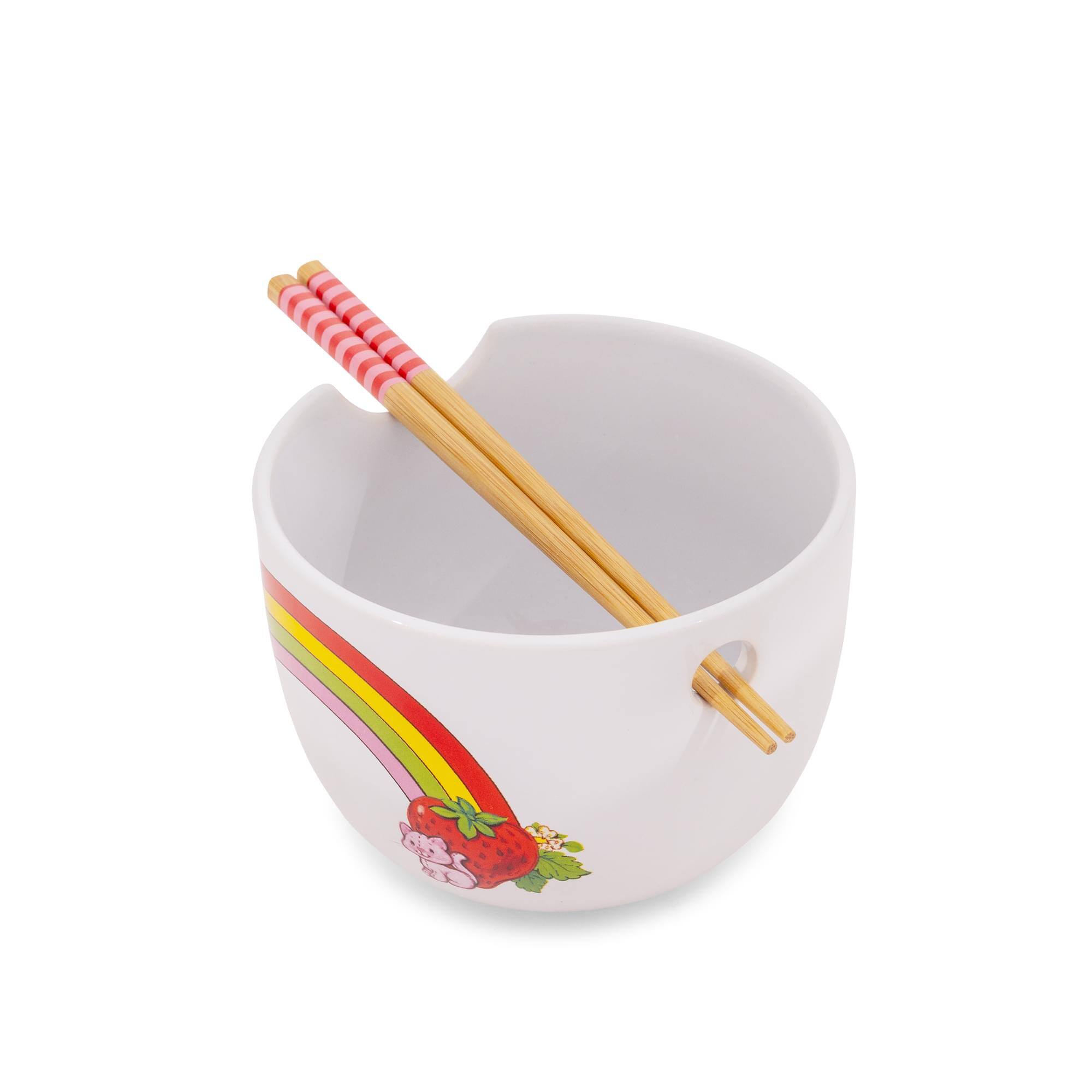 Alt View 1. Silver Buffalo - Strawberry Shortcake Rainbow 20-Ounce Ceramic Ramen Bowl With Chopsticks - Multi-Colored.
