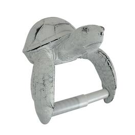 Chesapeake Bay - Sea Turtle Toilet Paper Holder Whitewashed Resin Wall Mount 6.5 Inch Coastal - White