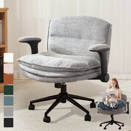 Dowinx - Criss Cross Chair with Adjustable Flip-up Arms and Wheels, Comfort Ergonomic Office Desk Armchair with 3 Layer Cushions - Gray