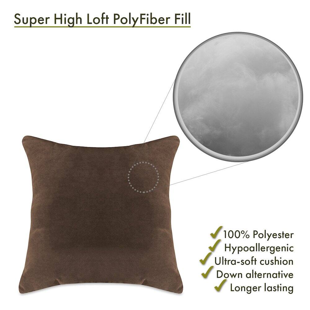 Super High Loft PolyFiber Fill

- 100% Polyester
- Hypoallergenic
- Ultra-soft cushion
- Down alternative
- Longer lasting