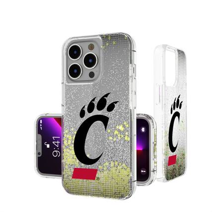 Front. Keyscaper - Cincinnati Bearcats Linen Logo iPhone Glitter Case - 15 - Multicolor.