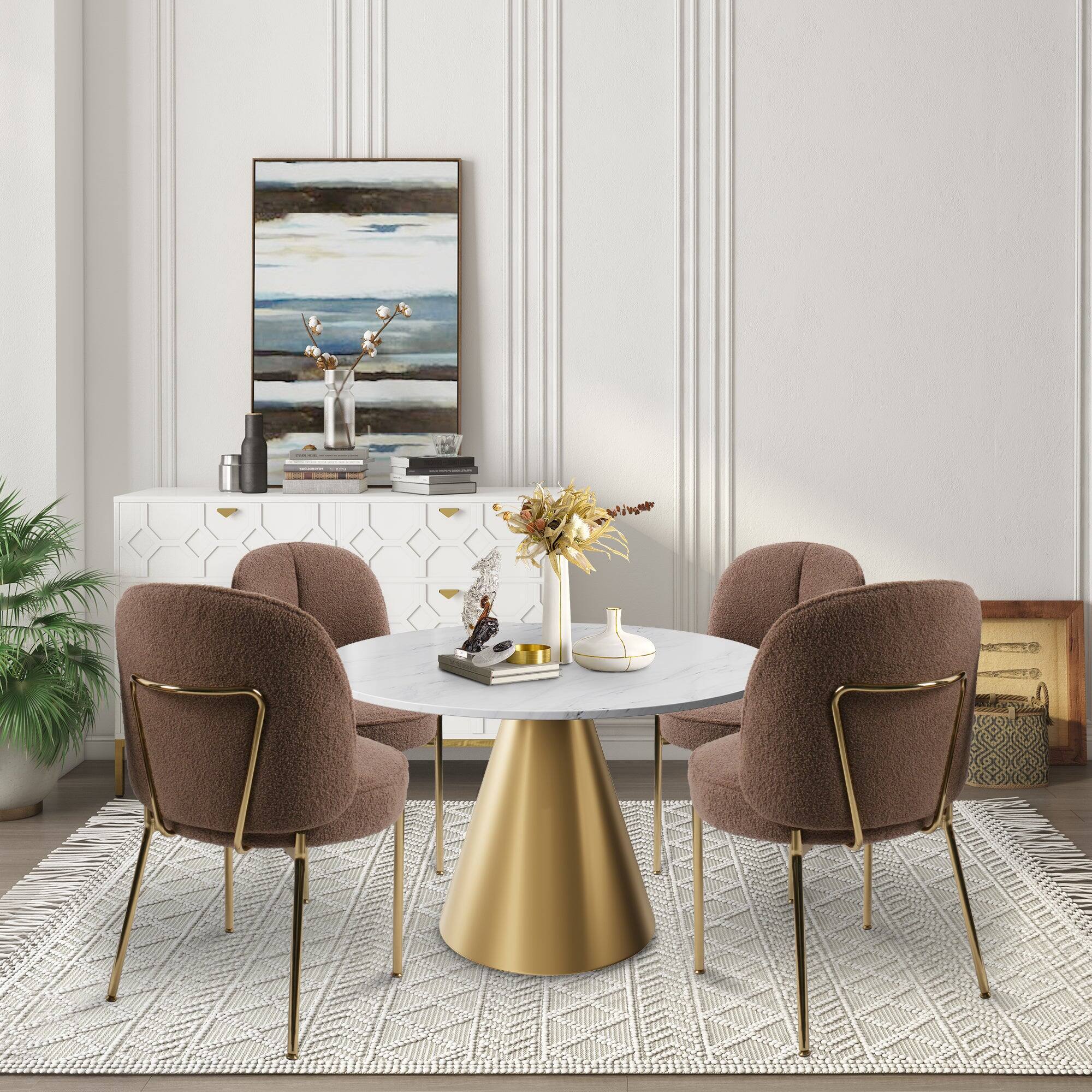 Alt View 3. Boyel Living - Teddy Fabric Dinning Chair in Brown with Adjustable Foot Nails (Set of 2) - Brown.