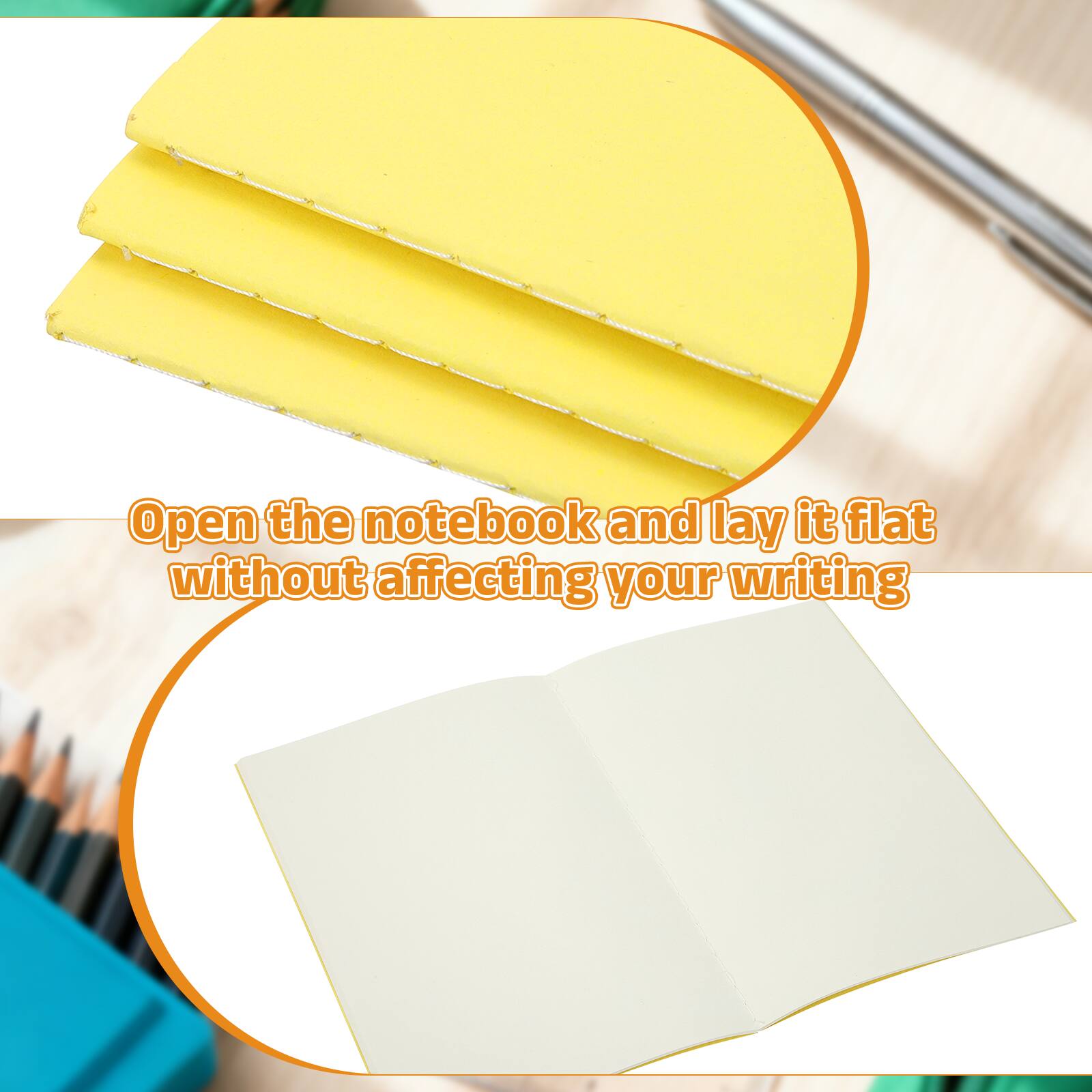 Open the notebook and lay it flat without affecting your writing