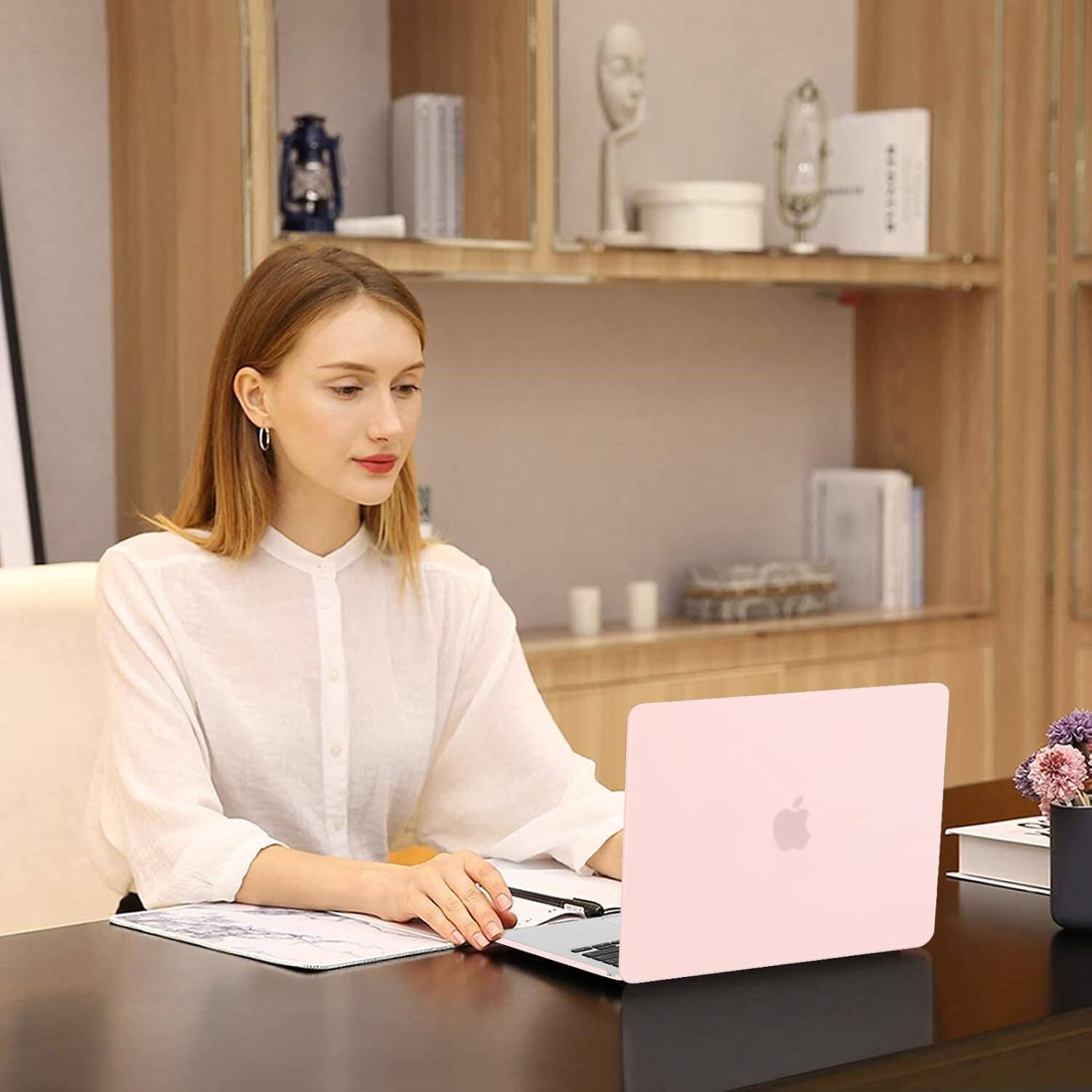 Alt View 2. mosiso - Case for 13-inch MacBook Air M5 A3449 M4 A3240 M3 A3113 M2 A2681 with Keyboard Cover Screen Protector and Pouch - Chalk Pink.