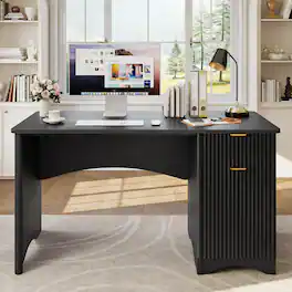 Bestier - 47 inch Office Desk with Storage Cabinet and Drawer for Home Office Desk with Adjustable Shelves and Cable Management - Black