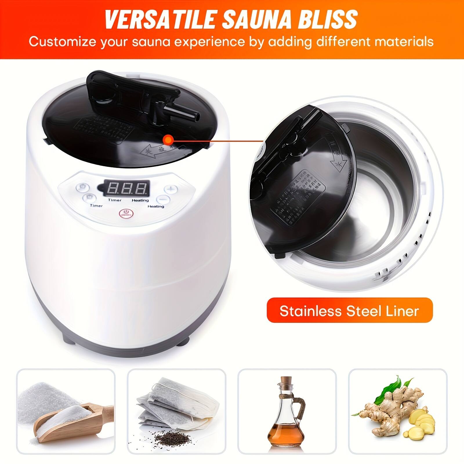 VERSATILE SAUNA BLISS  
Customize your sauna experience by adding different materials  

Stainless Steel Liner