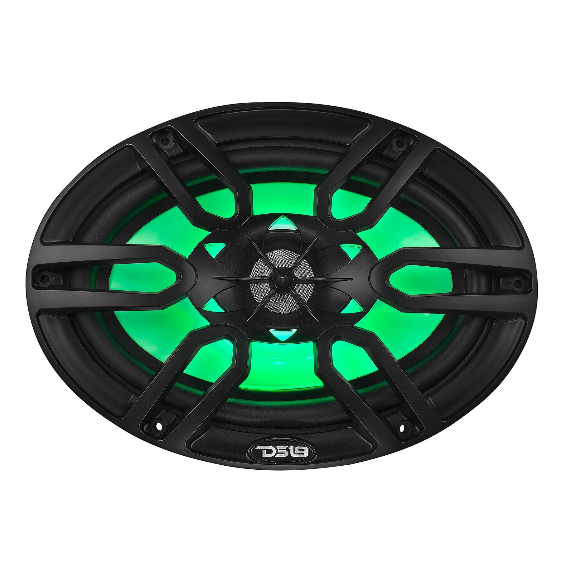 Alt View 1. DS18 Audio - NXL 6x9" 2-way Coaxial Speaker with RGB LED Lights and Built-in Driver (Pair), 125W RMS 4-Ohm - Black.
