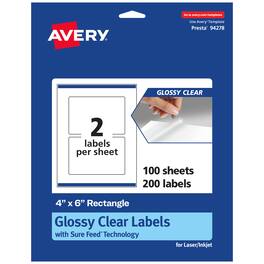 Avery - Glossy Rectangle Labels, 4" x 6", 200 Labels - Clear