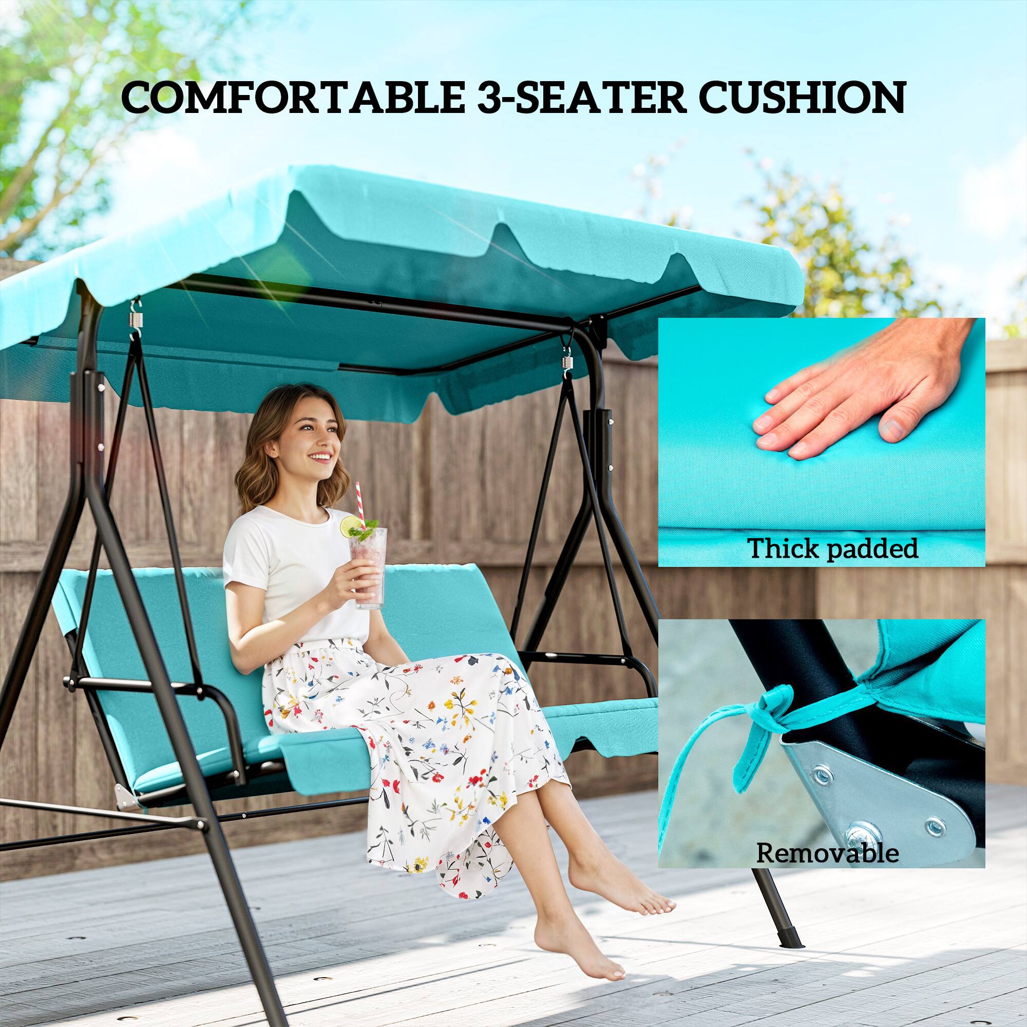 COMFORTABLE 3-SEATER CUSHION  
Thick padded  
Removable