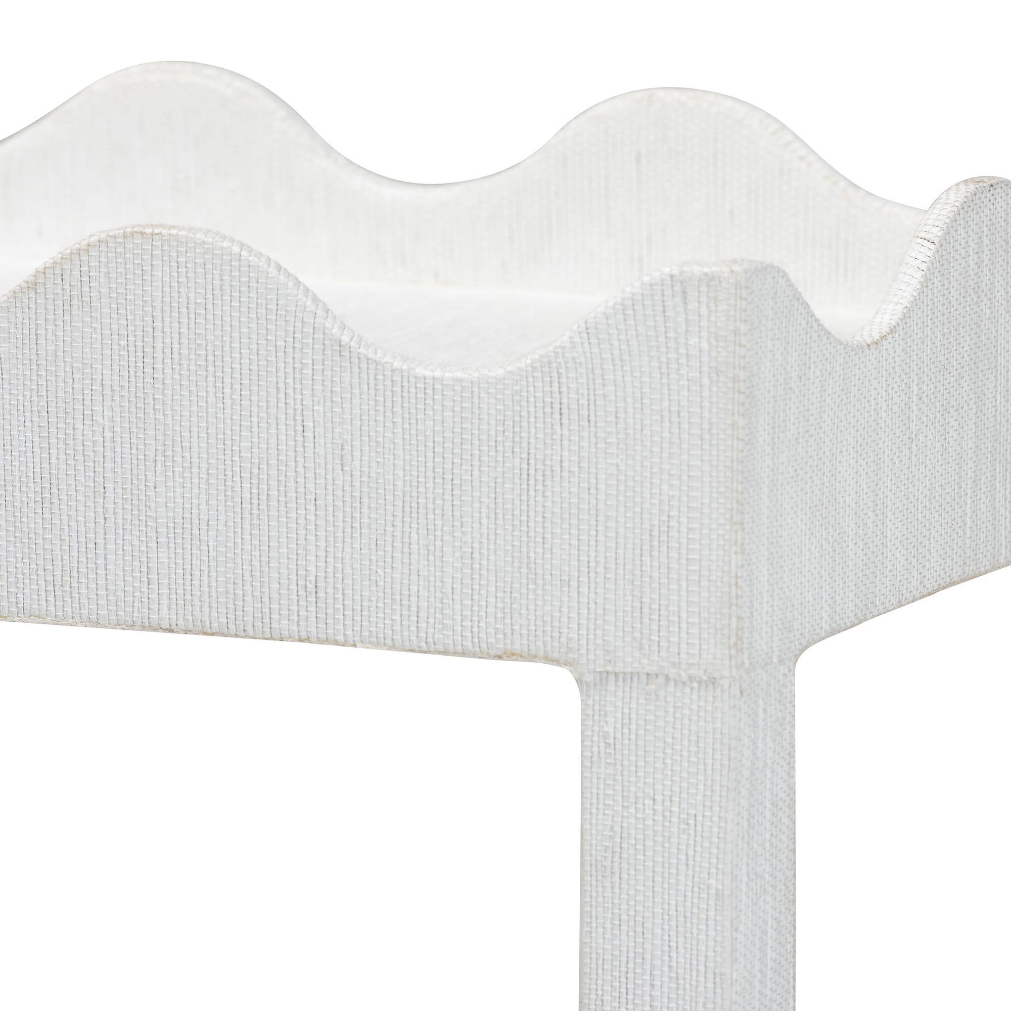 Back. bali & pari - bali & pari Sebastian Grasscloth Scalloped End Table - 2-Tier Accent Table with Open Shelf Storage, White - White.