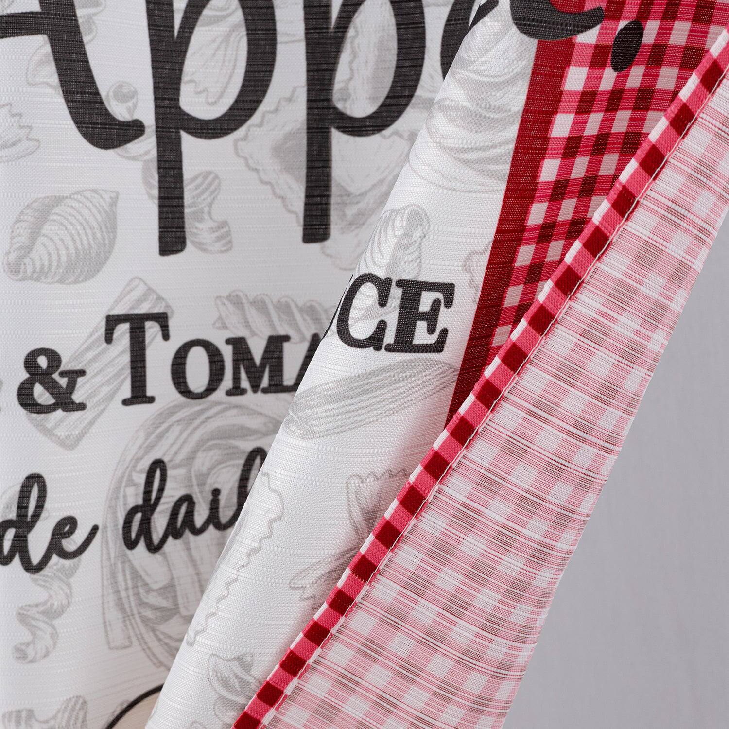 Left. RT Designers Collection - RT Designers Collection Polyester Cucina Pasta Chef Slub 3 PC Kitchen Curtains Valance & Tiers Set 52" x 18" Muticolor - Multicolor.