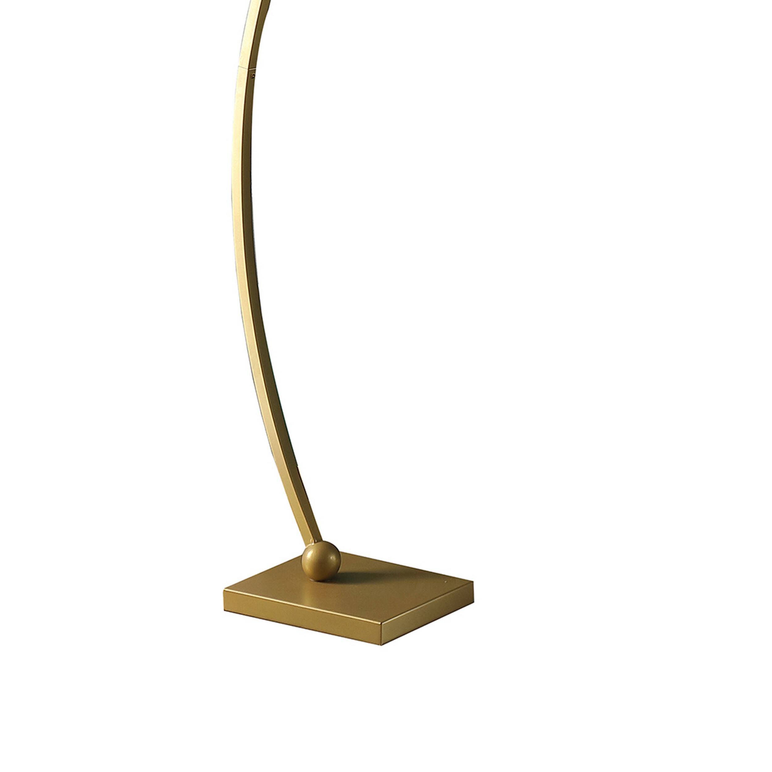 Back. Manhattan Lane - Jiya 59 Inch Arc Floor Lamp, Hanging Design, 2 Drum Shades.