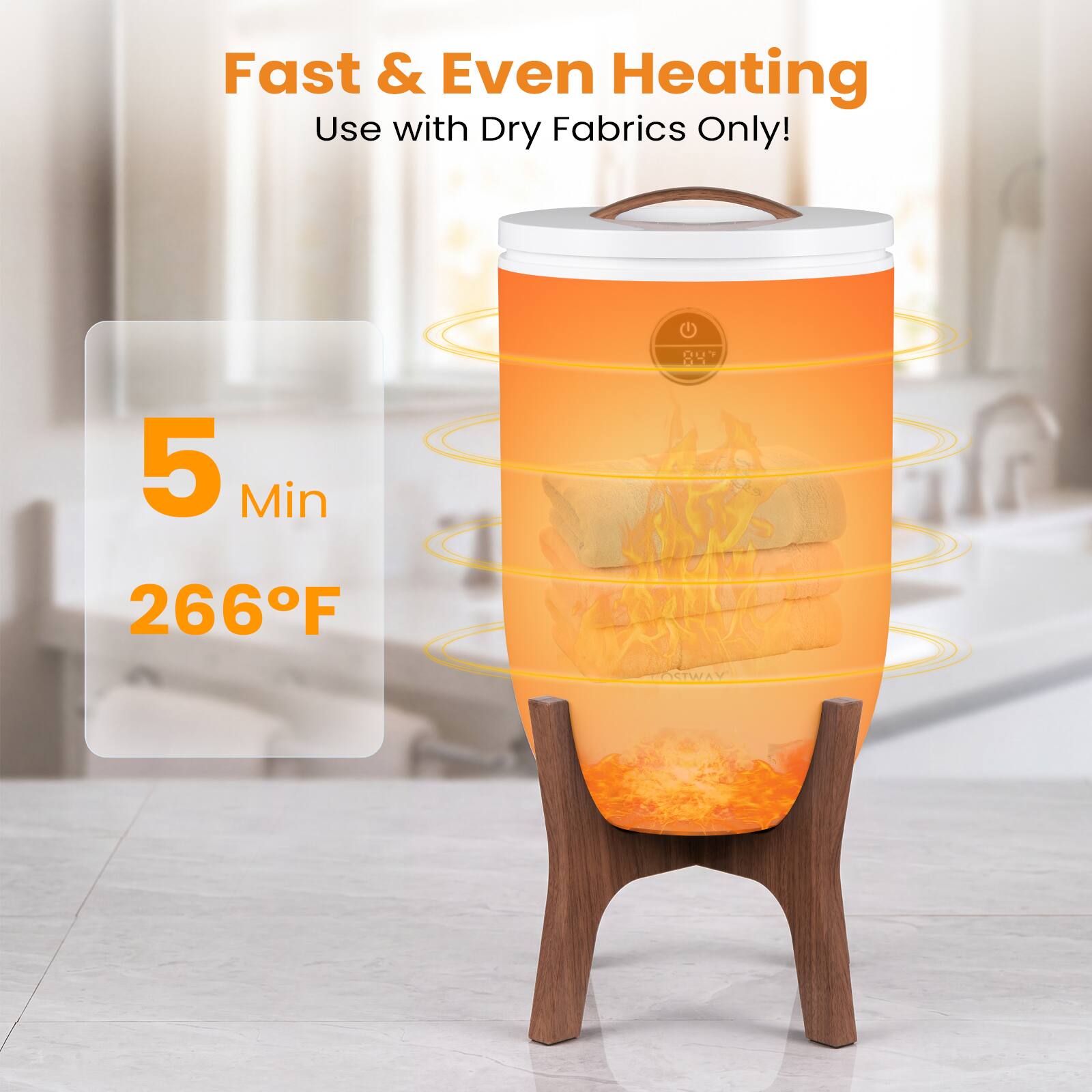 Fast & Even Heating  
Use with Dry Fabrics Only!  
5 Min  
266°F