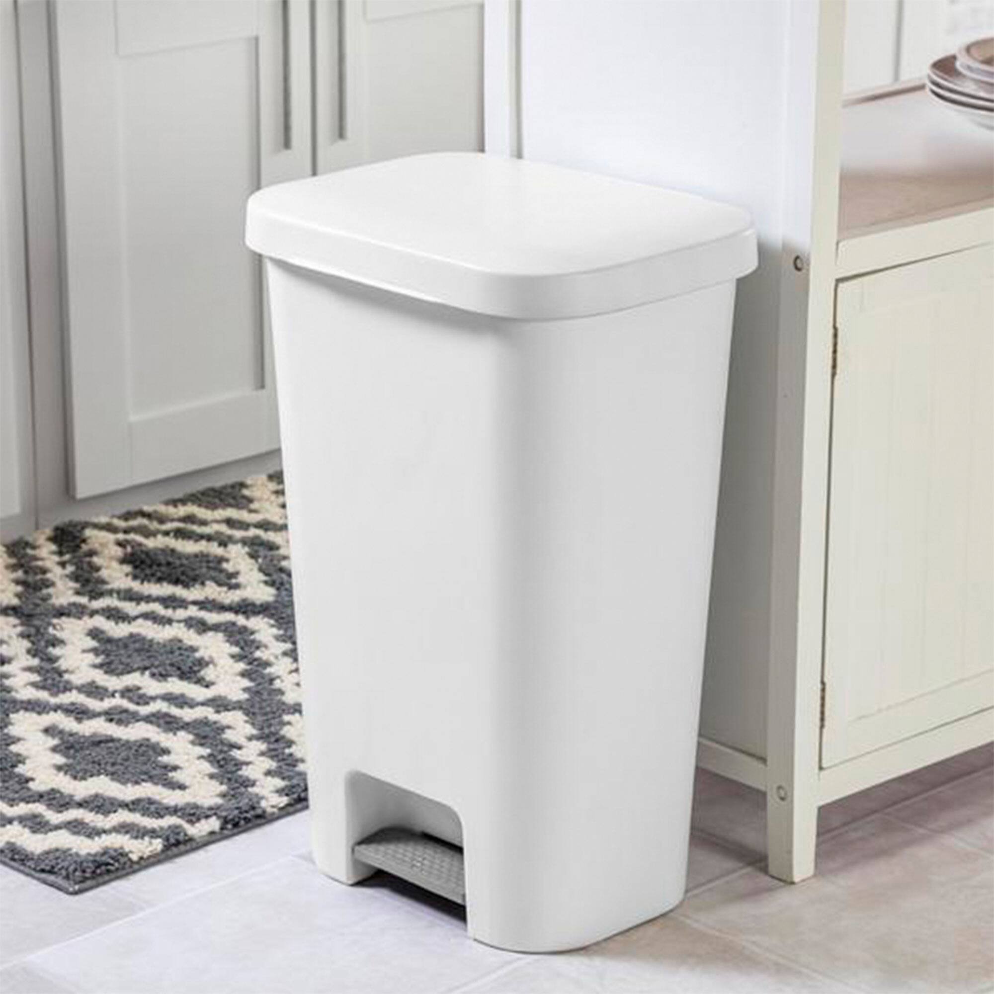 Alt View 3. Sterilite - Sterilite 11.9 Gal Rectangle Step On Trash Kitchen Wastebasket, White (8 Pack) - White.