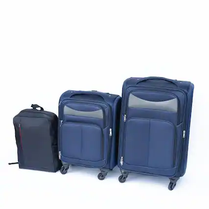 Front. BreeBe - 20+24 Inch Two-Piece Travel Suitcase Set Oxford Trolley Case Without Lock with Universal Wheels and Oxford Backpack - Blue.