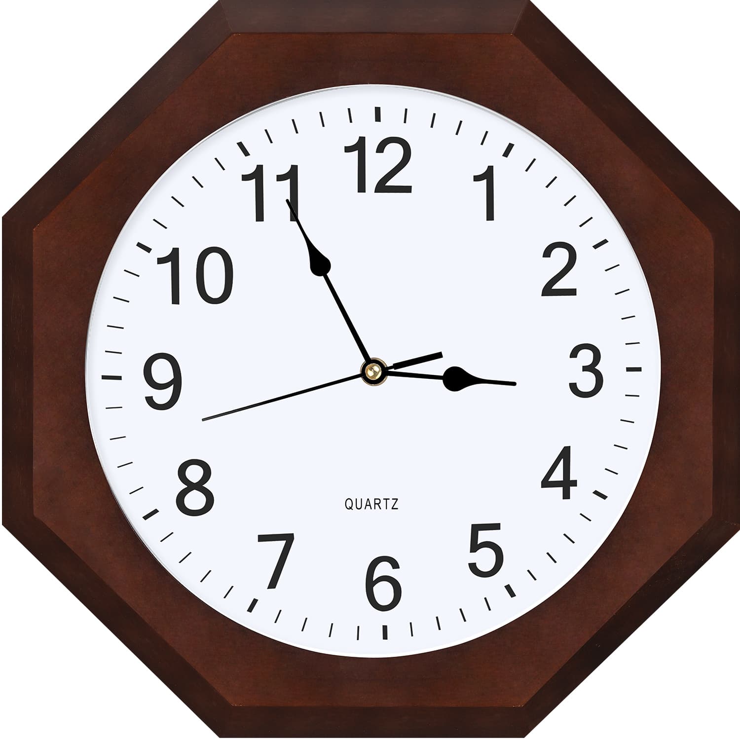 Photos - Other Decoration QUARTZ Oumilen - 14" Octagonal Wooden Wall Clock with Hidden Storage, Silent  Movement - Red OBBY-CK027 