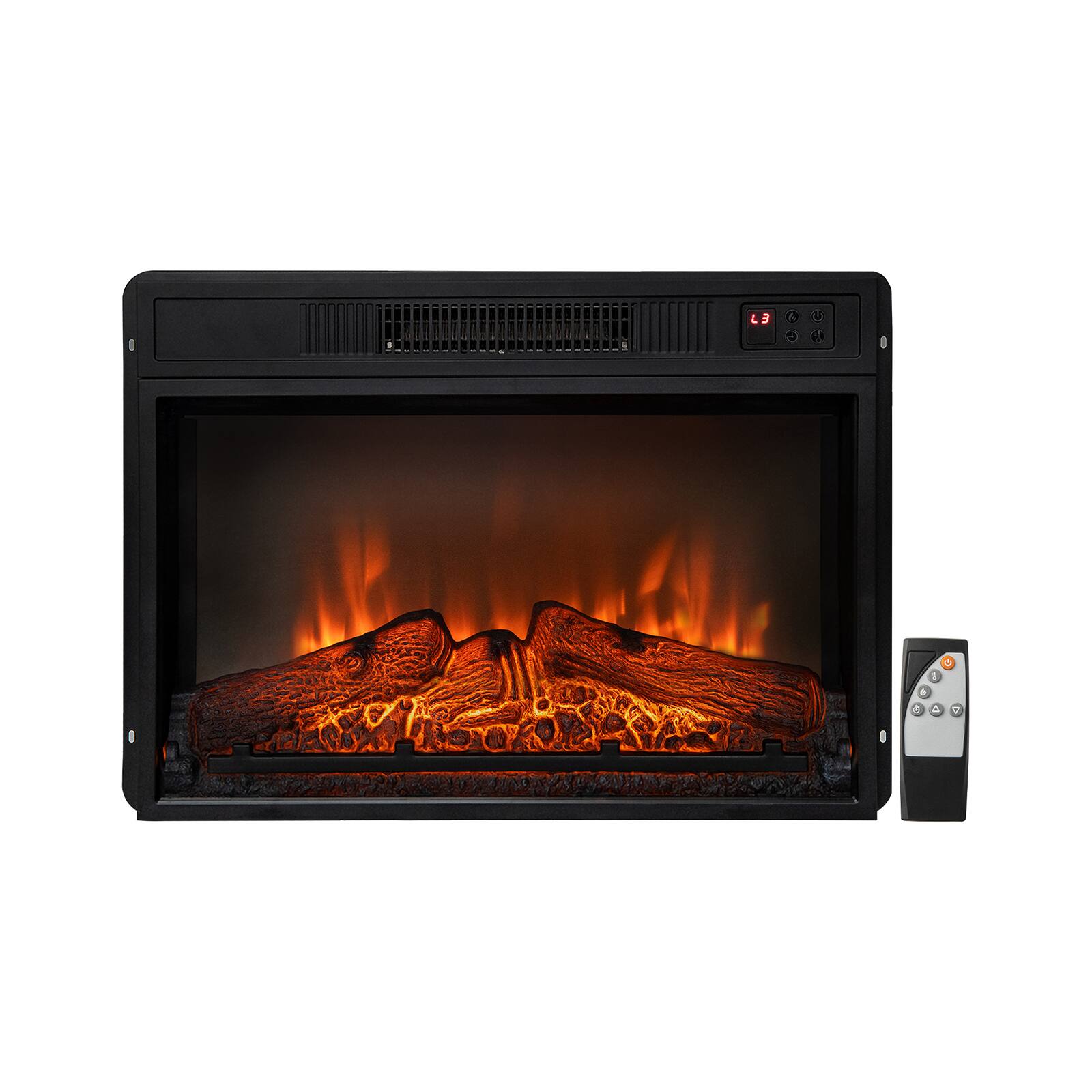 Sugift - 23 Inch Electric Fireplace Inserted with Adjustable LED Flame - Black