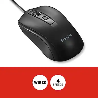 Staples TECH Ambidextrous Optical USB Mouse Wired Black ST62598 - Best Buy