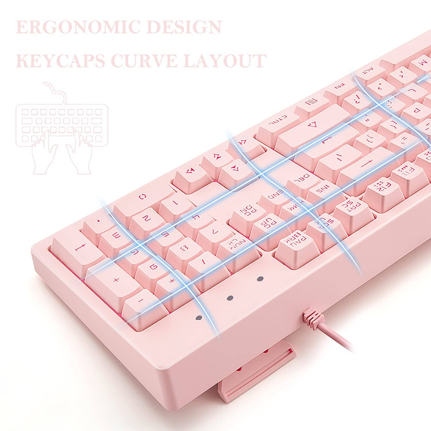 ERGONOMIC DESIGN  
KEYCAPS CURVE LAYOUT