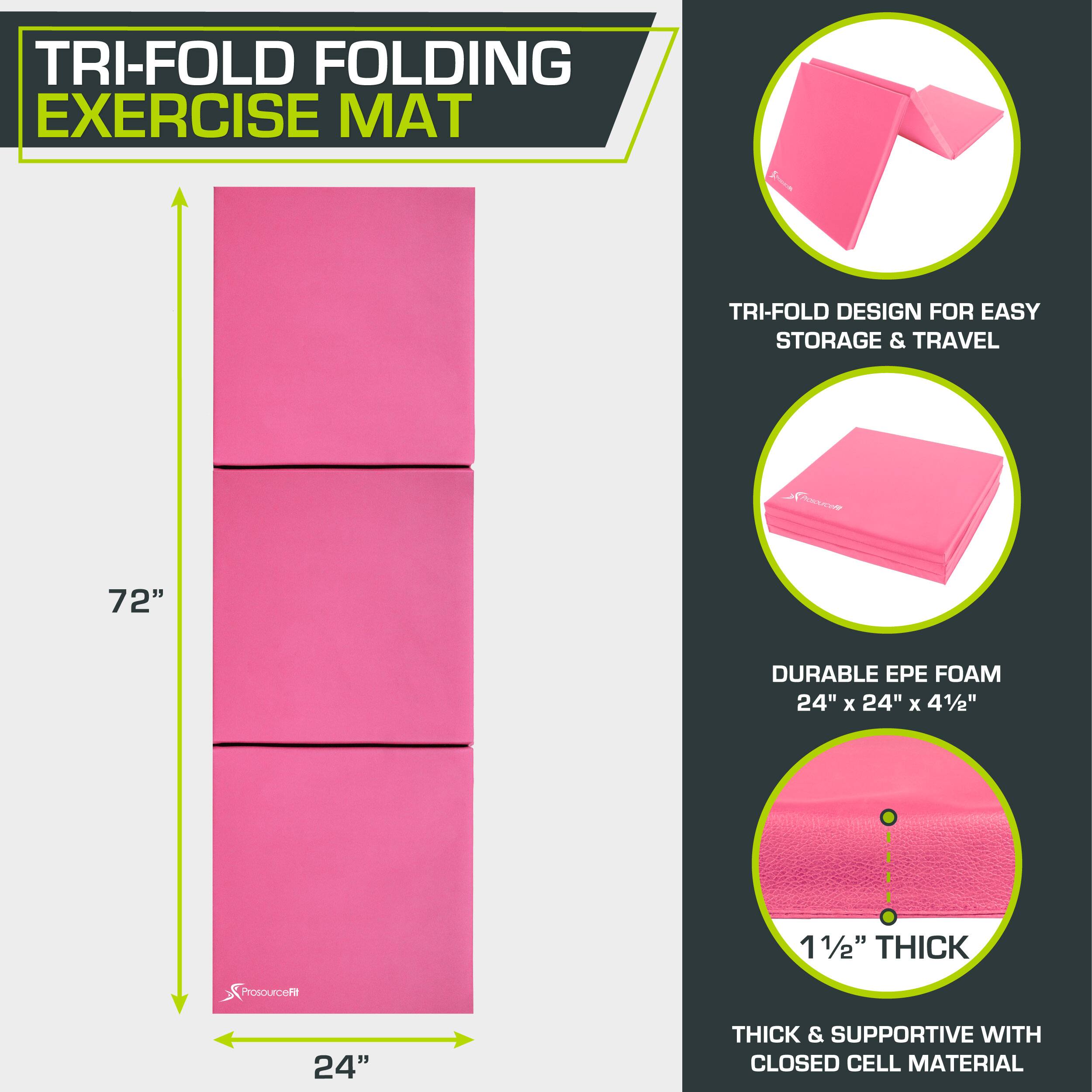 TRI-FOLD FOLDING EXERCISE MAT
TRI-FOLD DESIGN FOR EASY STORAGE & TRAVEL
72"
DURABLE EPE FOAM 24" x 24" x 41/2"
11/2" THICK
THICK & SUPPORTIVE WITH CLOSED CELL MATERIAL