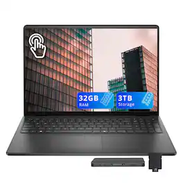 Dell - 16" FHD+ Touchscreen Laptop,Intel Core 7 150U,32GB RAM,2TB SSD+1TB Docking Station,Backlit Keyboard,Win 11 - Black