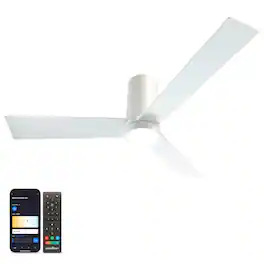Atomi Smart - Nouvo 52" Smart WiFi LED Ceiling Fan with 3 Blades, Color-Changing Light & Remote - Pearl White