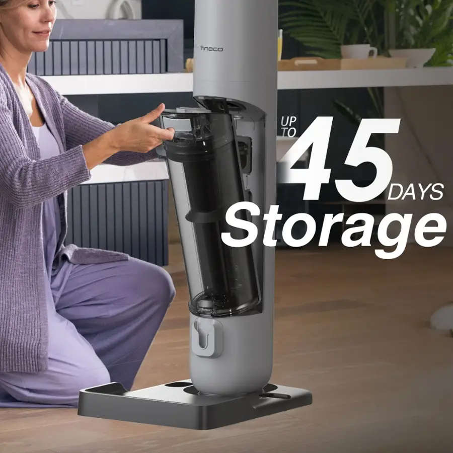 "Tineco UP TO 45 DAYS Storage"