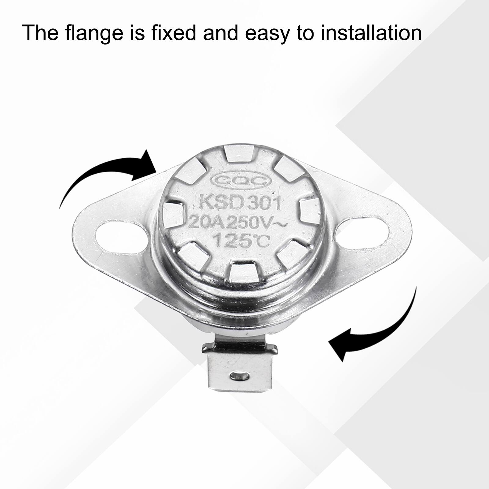 The flange is fixed and easy to installation

CQC KSD301 20A 250V~ 125°C