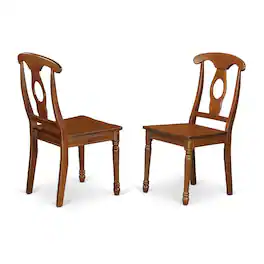 East West Furniture - Napoleon styled chair with wood seat - Saddle Brown