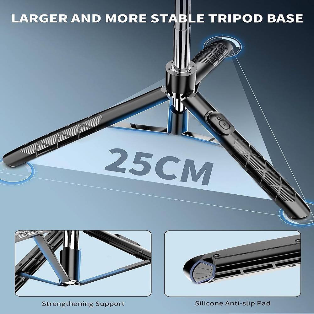 Larger and More Stable Tripod Base

25CM

Strengthening Support

Silicone Anti-slip Pad