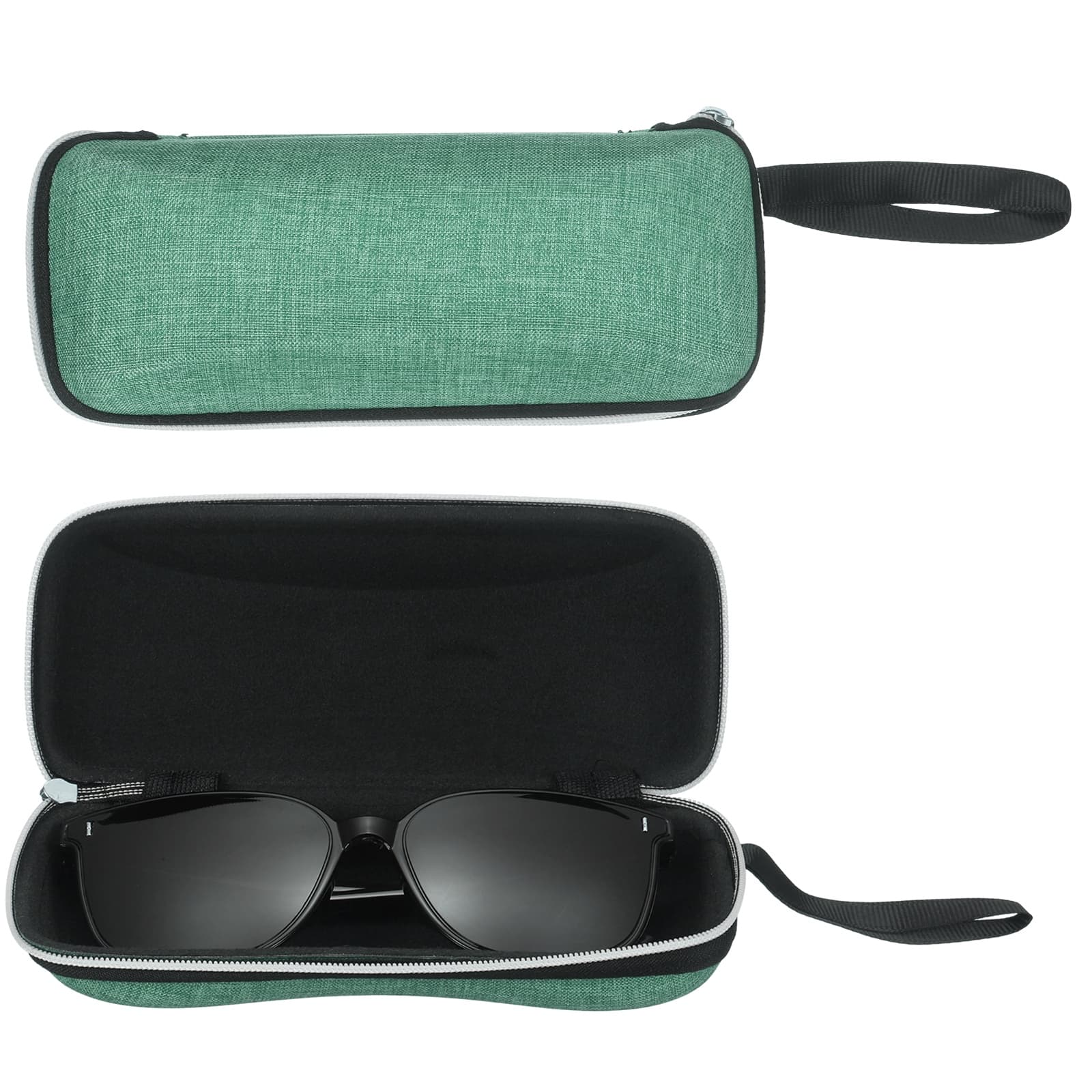 Unique Bargains - 2pcs Sunglasses Soft Case Hard Shell Zipper Holder with Lanyard for Travel Sport - Green price history on PriceWatchPro