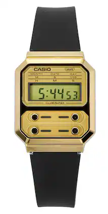 Casio - Vintage Digital Resin Strap Quartz A100WEFG-9A Unisex Watch - Gold