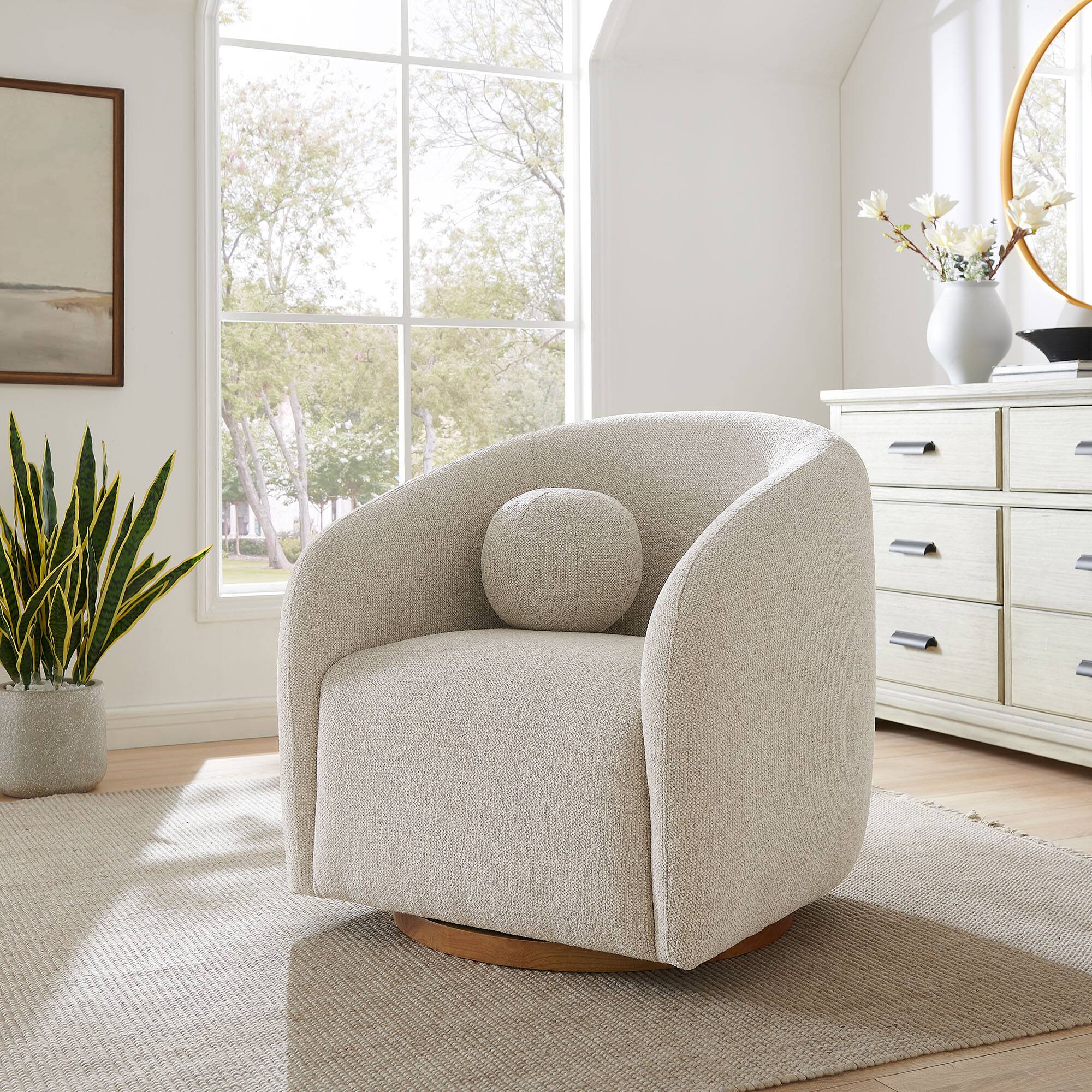 Alt View 5. Modway - Holland Swivel Chenille Fabric Armchair by Modway - Gray.