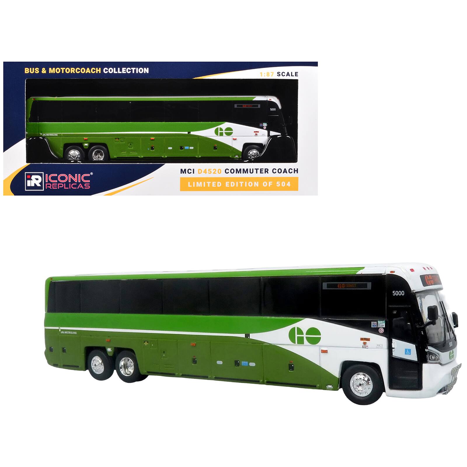 BUS & MOTORCOACH COLLECTION  
1:87 SCALE  
iR ICONIC REPLICAS  
MCI D4520 COMMUTER COACH  
LIMITED EDITION OF 504