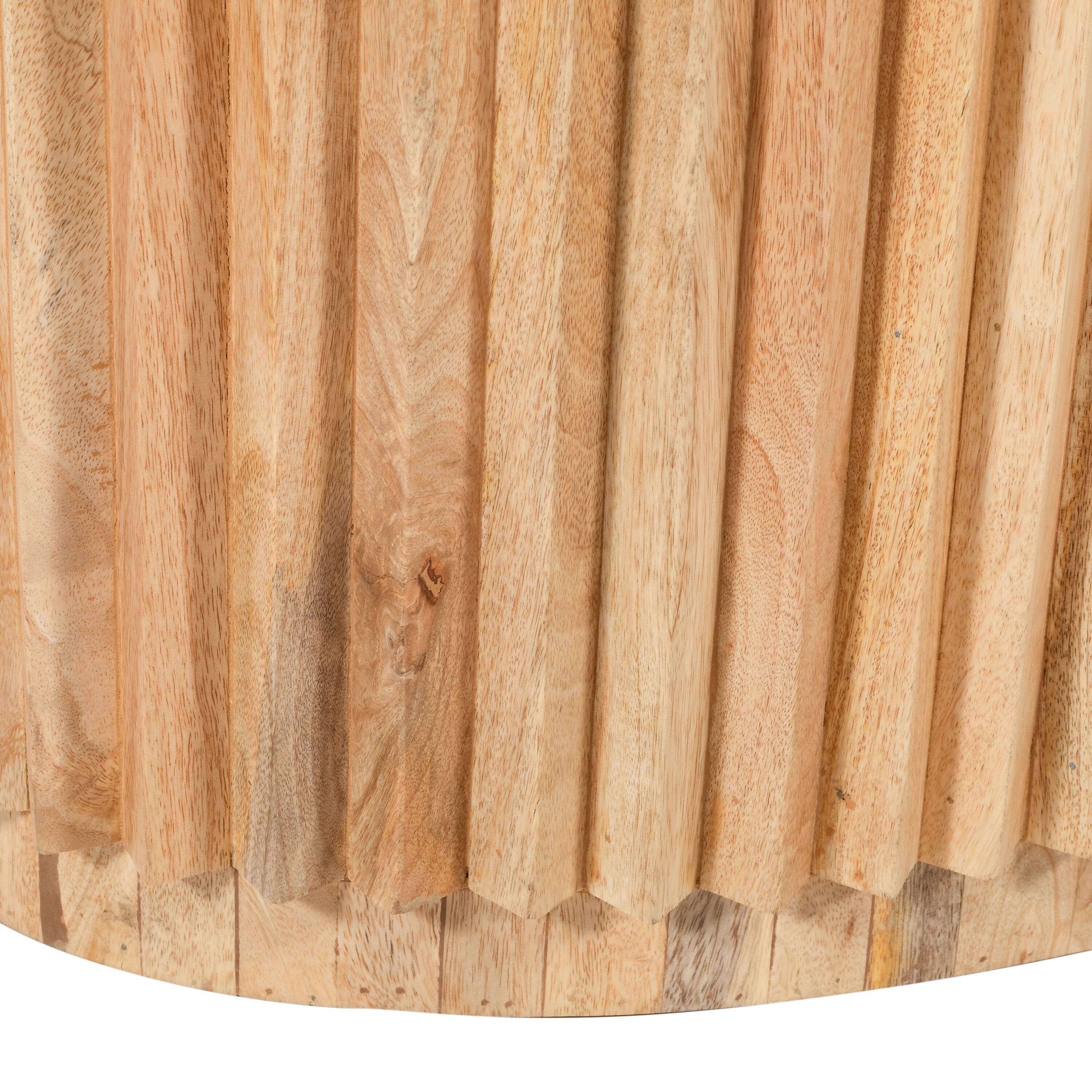 Alt View 5. Manhattan Lane - Muna Coffee Table, 36 Inch Oval Top, Handcrafted Mango Wood, Reeded Base with Hidden Storage - Brown.