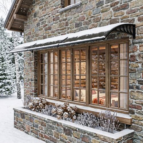 Alt View 4. Winado - 38.62*116.23 Inch Window Awning Canopy, Polycarbonate Front Door Patio Cover for UV, Rain,Snow,Sunlight with Drainage - Black.