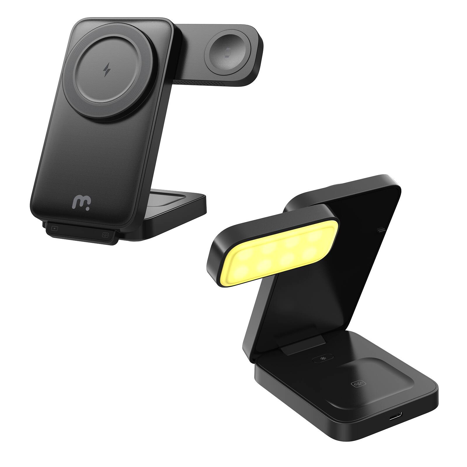 Alt View 1. Mybat Pro - MyBat Pro FlipSide 3-in-1 Folding Magnetic Charging Dock with LED Light - Black - Black.