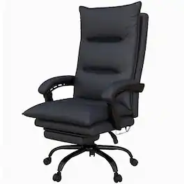 Hivvago - Double Padded Executive Massage Heated Office Chair Charcoal - Black