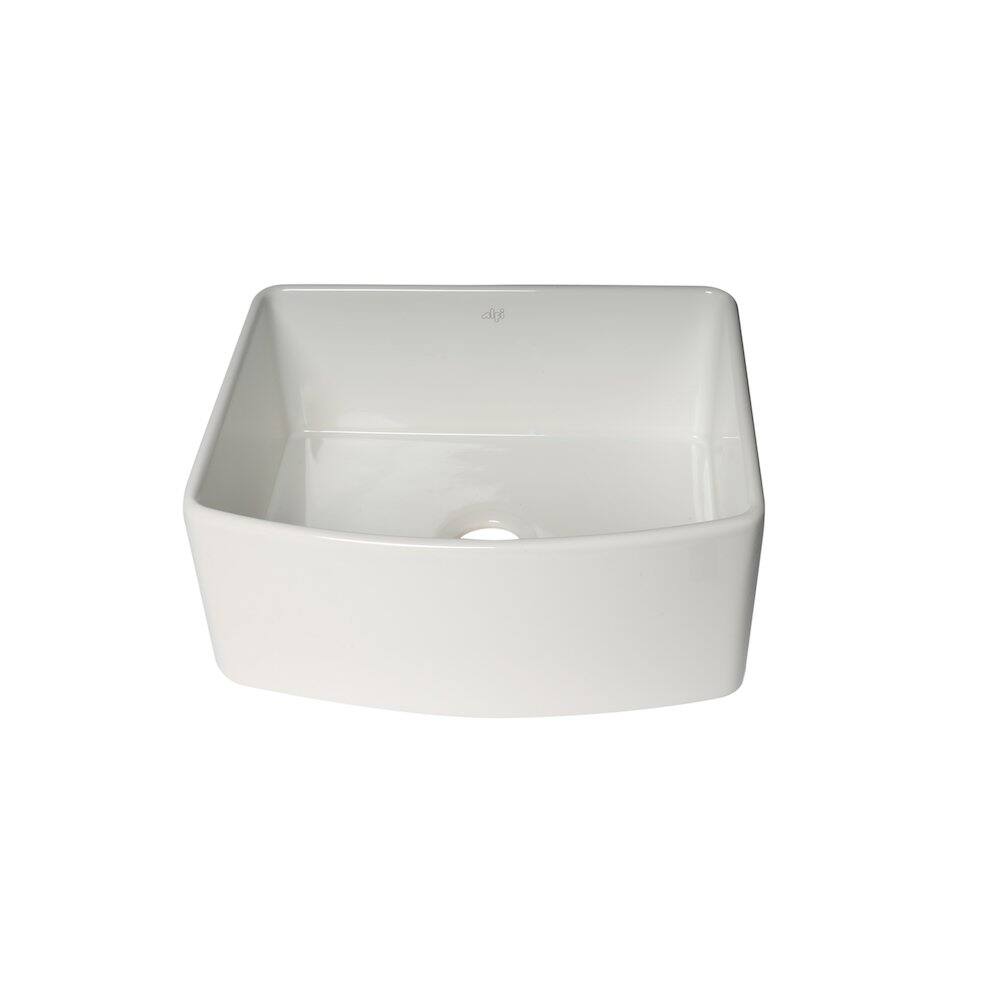 Alt View 2. Alfi - ALFI brand ALFI Brand White Smooth Curved Apron 24 x 20 Single Bowl Fireclay Farm Sink - White.