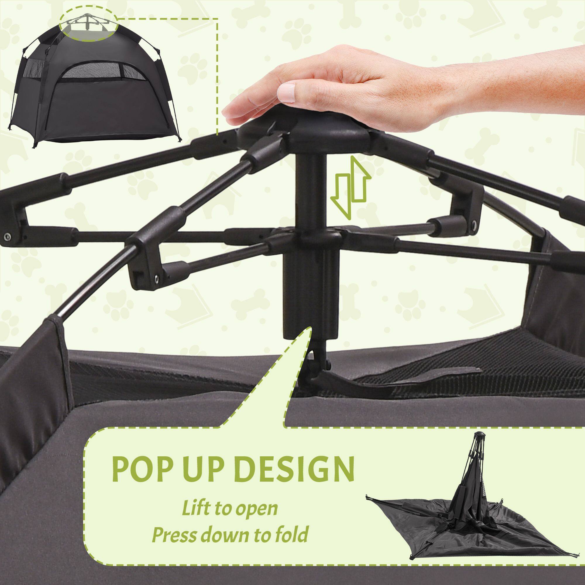 POP UP DESIGN  
Lift to open  
Press down to fold