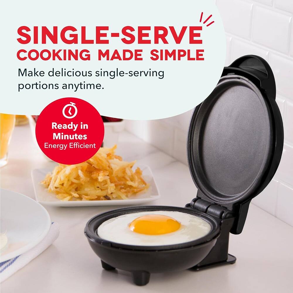 ACJPR - Mini Electric Round Griddle for Pancakes, Eggs & Snacks – Black - Color: Black Pattern Name: Griddle
