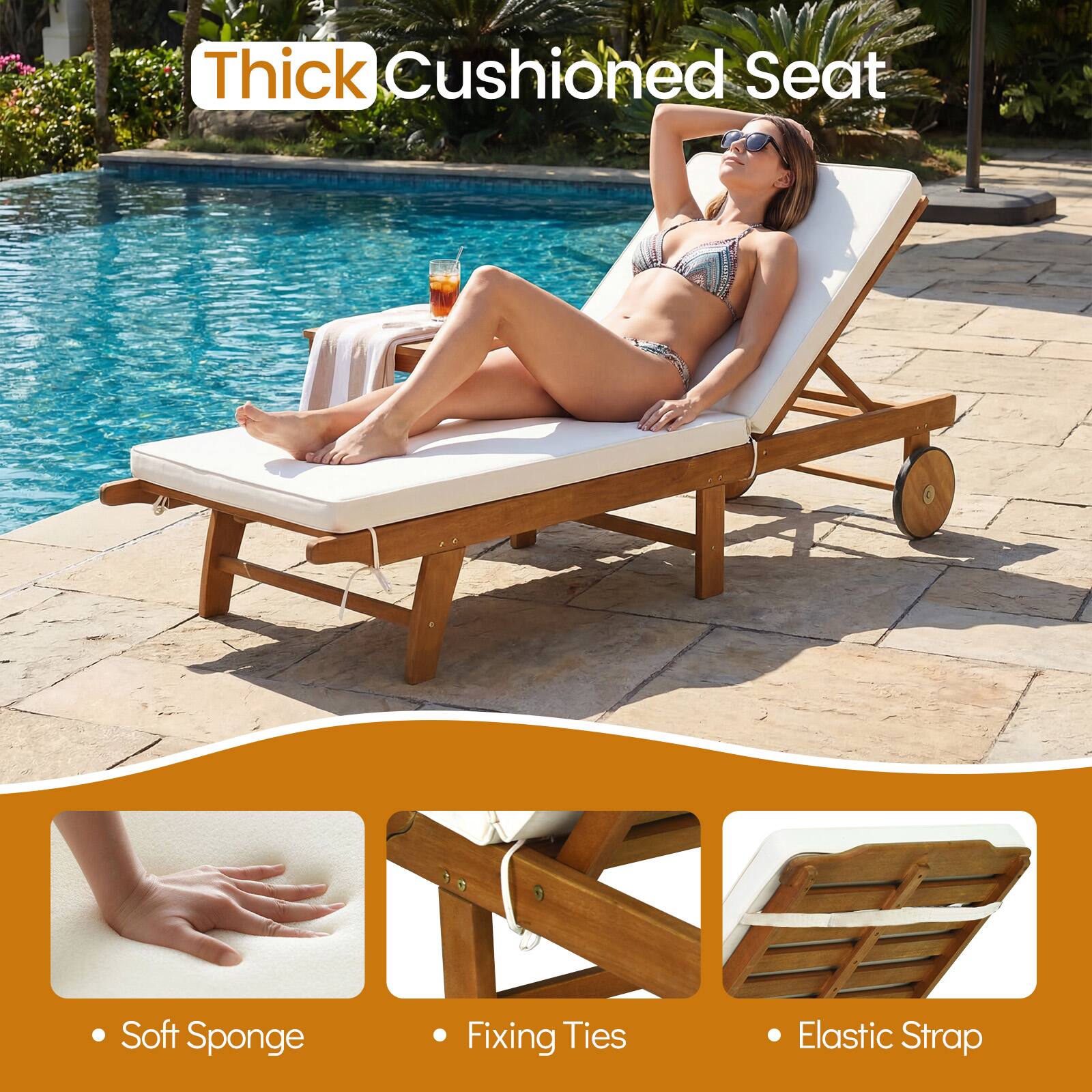 Thick Cushioned Seat

- Soft Sponge
- Fixing Ties
- Elastic Strap