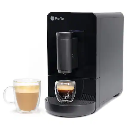 Front. GE - Profile Automatic Espresso Machine, One-Touch Brew P7CEBAS6RBB - Black.
