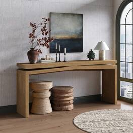 Loheer - 65 inch rustic console table Solid Wood Veneer - Antique Brown