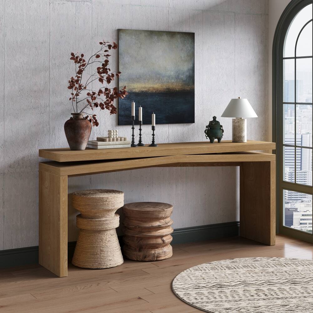 Front. Loheer - Loheer 65 inch rustic console table Antique Brown Solid Wood Veneer - Antique Brown.